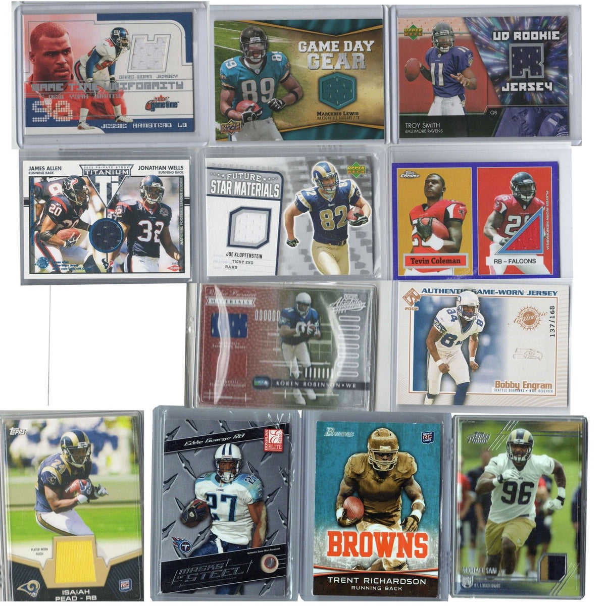 Lot of 12 NFL Football Cards Authentic Jersey Material – Rock N