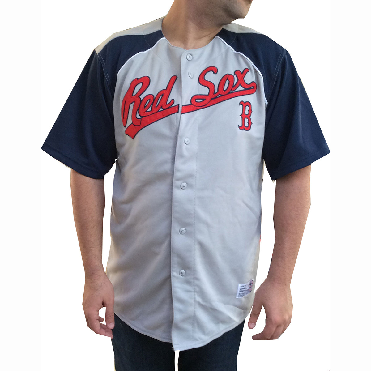 Mens Embroidered Red Sox Jersey Light Gray NEW LG MD – Rock N Sport Store