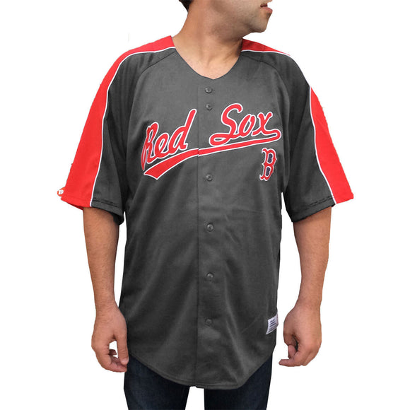 Men's Embroidered Red Sox Jersey in Gray, Dynasty Series - Dk Gray / Red / Medium