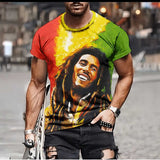 Mens Colorful Regaae Jersey T-Shirt (2X)