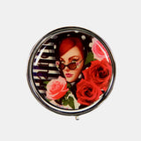 Nicole Lee USA Print Small Circular Metallic Pill Case