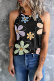 70’s Floral Print Round Neck Tank Top