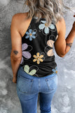 70’s Floral Print Round Neck Tank Top