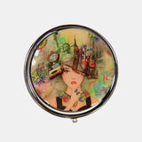 Nicole Lee USA Print Small Circular Metallic Pill Case