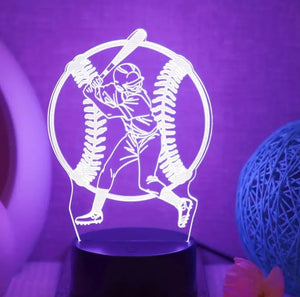 3D Color Changing Night Light - Baseball & Batter