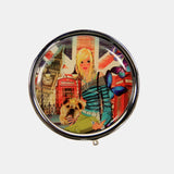 Nicole Lee USA Print Small Circular Metallic Pill Case