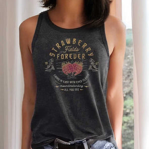 Strawberry Fields Womens Tank Top Dark Gray XL