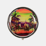 Nicole Lee USA Print Small Circular Metallic Pill Case